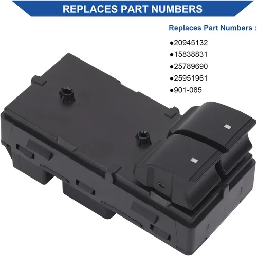 Vista 4 de Obaee Botón de interruptor de control de ventana eléctrica para puerta delantera izquierda del conductor Compatible con 2007-2019 Chevy Chevrolet