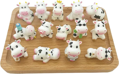 Vista 2 de JKanruh 16 piezas de lindas vacas, mini animales miniatura de resina, adornos de paisaje de musgo de jardín de hadas para decoración al aire libre