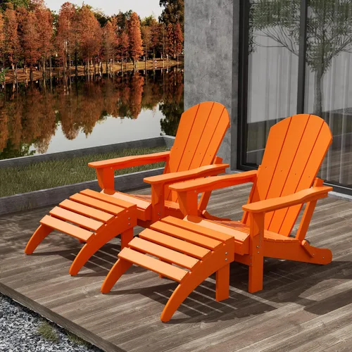 Vista 31 de WestinTrends Malibu - Silla de salón para exteriores, juego de 2 sillas Adirondack con otomana, sillas plegables de madera de polietileno para todo
