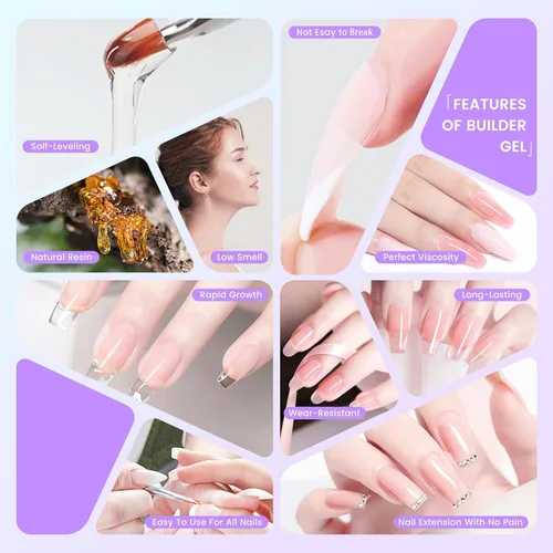 Vista 5 de Gel constructor de gel duro para uñas de larga duración fuerte mano desnuda 3D escultura para extensión de uñas 4oz