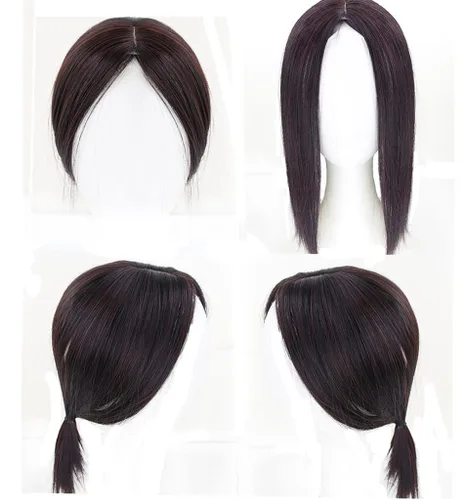 Vista 2 de Clip en la frente postizo recto parte media cuello longitud mujeres pelo Topper extensión marrón rojizo oscuro
