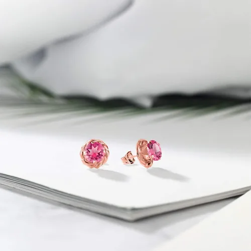 Vista 293 de Gem Stone King Aretes de plata de ley 925 de 0.236 in con piedra natal redonda para mujer