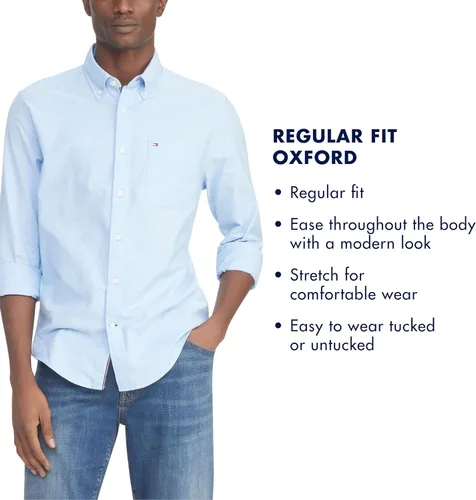 Vista 3 de Tommy Hilfiger Camisa Oxford de manga larga con botones para hombre en ajuste regular