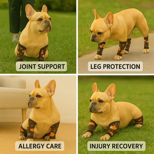Vista 6 de Petwarm Juego de 4 fundas de recuperación para perros con estampado de bosque de zorro, fundas de apoyo para articulaciones sin conos para perros