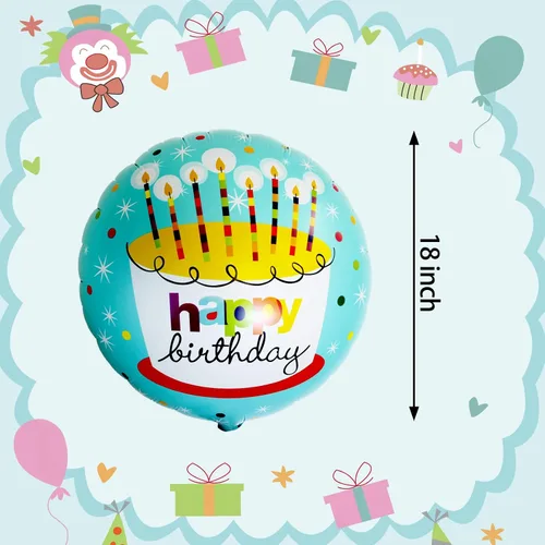 Vista 10 de 24 piezas de globos de aluminio de feliz cumpleaños de 45 cm redondos de helio flotantes de mylar, globos inflables para suministros de decoración