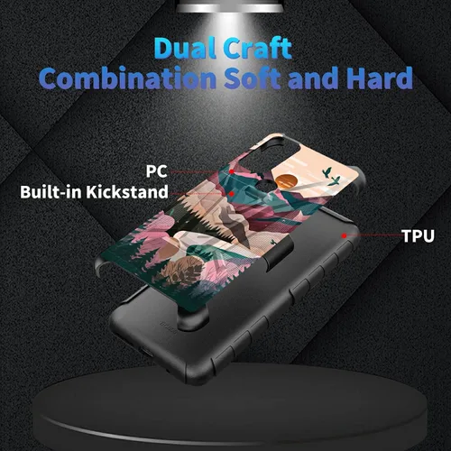 Vista 86 de Funda para AT&T Maestro Max 2021/Cricket Ovation 2 con protector de pantalla de vidrio templado, funda resistente con función atril integrada