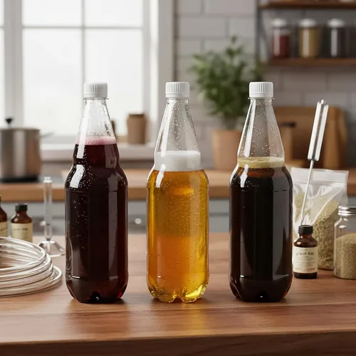 Vista 5 de Hiceeden 10 botellas de refresco de plástico de 33 onzas con tapas, botellas de vino desechables de cuello largo de 1 litro con tapa, botella