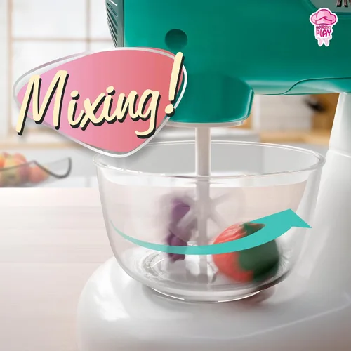 Vista 6 de Lollipop Juego de mezclador de pie de lujo para niños pequeños de 3 años en adelante, juego de cocina gourmet de 9 piezas con frutas, huevos
