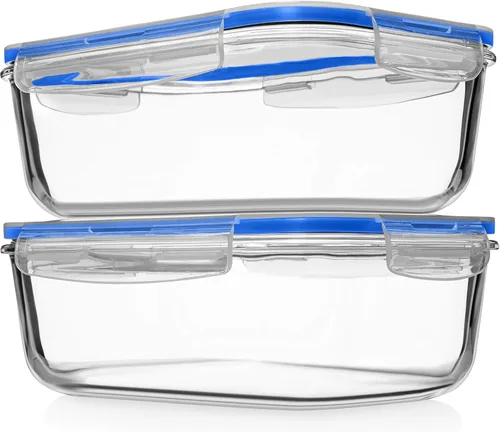 Vista 14 de Razab 4 recipientes grandes de vidrio para almacenar alimentos de 62.9 fl oz / 63 onzas / 8 tazas con tapas, recipientes de vidrio para preparar