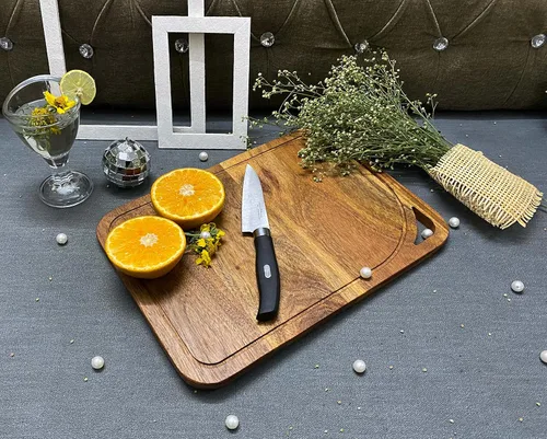 Vista 5 de Affinity Decor Tabla de cortar grande 100% madera para queso de cocina, tablas de charcutería resistentes, platos para servir con asas y ranuras