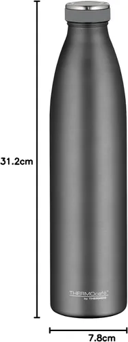 Vista 8 de TC BOTTLE - Termo de acero inoxidable, 1.00 L, gris piedra, termo de acero inoxidable, 12 horas de calor, 24 horas de frío, completamente a prueba