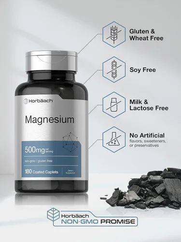 Vista 5 de Horbäach Magnesio 500mg 180 Cápsulas Suplemento vegetariano, sin OMG y sin gluten