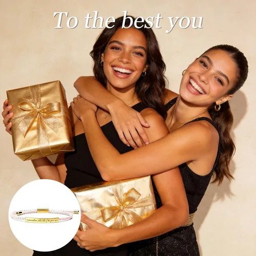 Vista 5 de Pulsera trenzada motivacional con texto en inglés "Remember Who The F You Are", regalos inspiradores para mujeres y amigas