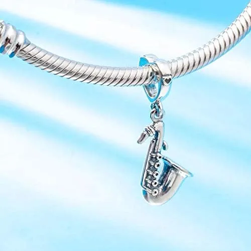 Vista 2 de Abalorio para saxofón de plata de ley 925 para pulsera original