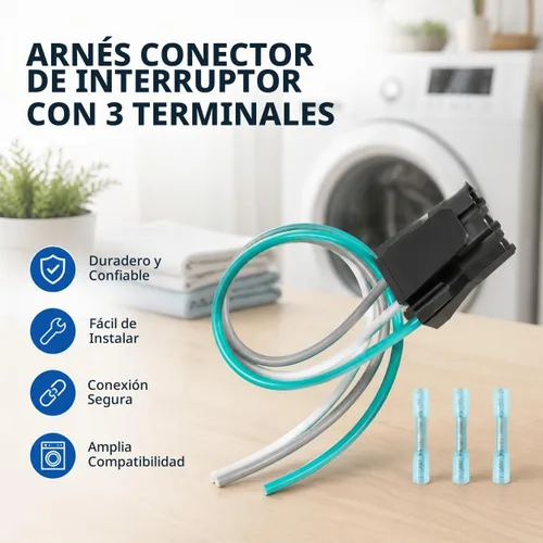 Vista 2 de Arnés de cables del conector del interruptor de la tapa de la lavadora apto para WP2172937