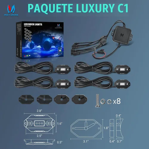 Vista 7 de MICTUNING C1 - Kit de luces de roca RGBW de 4 cápsulas para camión, ATV