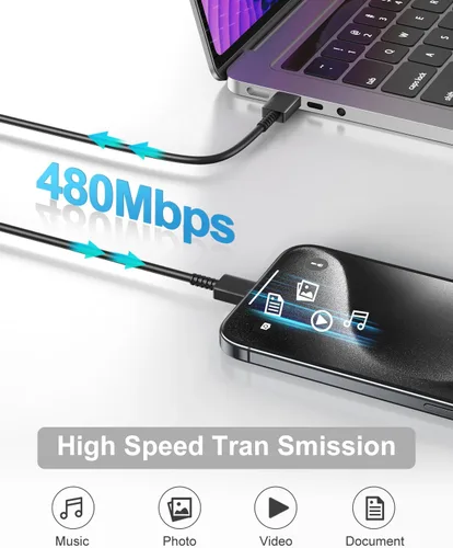 Vista 3 de Cargador tipo C de carga rápida, paquete de 2 [3.05m y 1.83m] cable USB C largo con bloque de cargador súper rápido de 25W para teléfono compatible