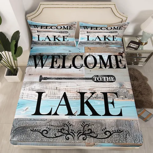 Vista 14 de Erosebridal Fishing Fitted Sheet Twin for Boys, Big Pike Fish Black Bed Sheets for Rustic Farmhouse Lake House Decor, Fishing Bedding Set Marine