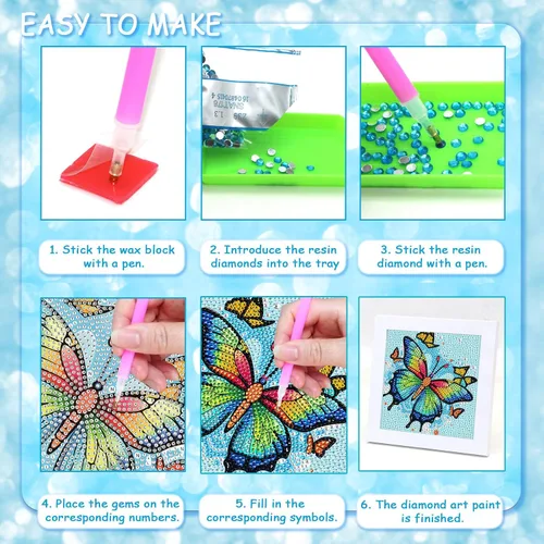 Vista 5 de Libfx Kits de arte de diamantes para niños con marco de arte de diamantes para niñas, niños, principiantes, artes y manualidades de 8 a 12 años
