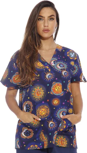 Vista 34 de Just Love - Tops de trabajo festivos para mujer Aqua - Luna y estrellas