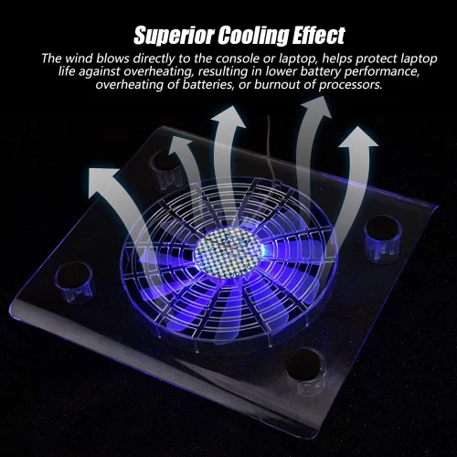 Vista 4 de ASHATA Portátil delgado silencioso alimentado por USB portátil portátil enfriador almohadilla de enfriamiento, luces LED RGB USB enfriador portátil