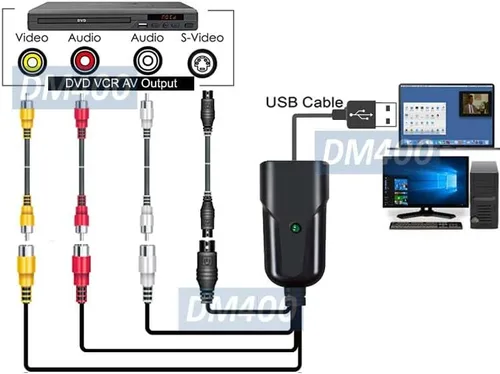 Vista 2 de Adaptador de captura de audio S-Video RCA compuesto para conectar y usar a USB DVR para PC