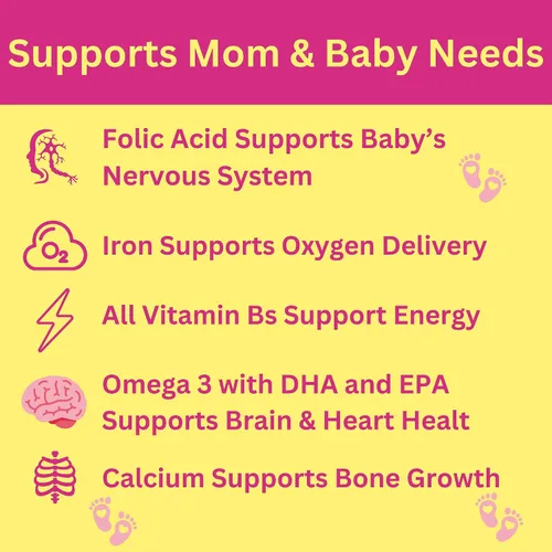 Vista 4 de Greenfield Nutritions - Vitaminas prenatales halal con DHA y ácido fólico, multivitamínico prenatal esencial para el embarazo con hierro, contiene