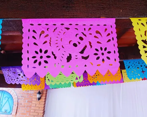 Vista 4 de Dia de Los Muertos Papel Picado, Día de los Muertos, Paquete de 5 Papel de seda
