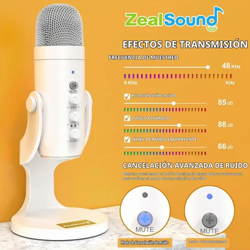 Vista 3 de ZealSound - Micrófono podcast para iPhone, PC y Android con reducción