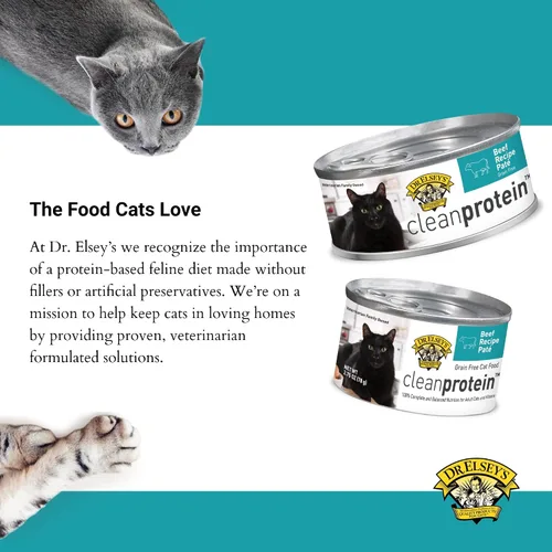 Vista 7 de Dr. Elsey's cleanprotein - Receta de carne de res húmeda para gatos (caja de 24), comida enlatada de 2.75 onzas