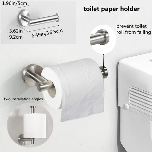 Vista 3 de szhdxsy - Juego de 6 accesorios de baño, toallero de acero inoxidable SUS 304 montado en la pared, incluye toallero de 16 pulgadas, soporte