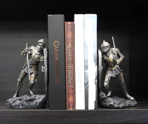 Vista 8 de Ebros Dueling - Juego de estatua de caballeros cruzados medievales con escudo gigante de armas de 8.25 pulgadas de alto, juego de armadura