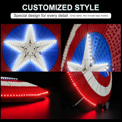 Vista 4 de Kit de luz LED para Lego Marvel Captain America's Shield 76262, kit de iluminación creativa compatible con Lego 76262 (solo luces, sin juego de Lego)