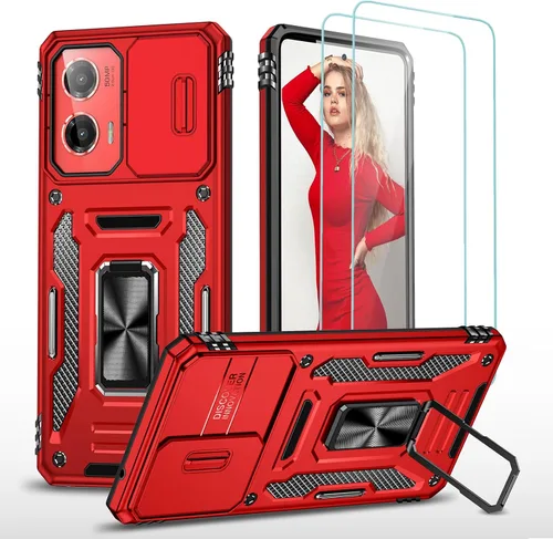 Vista 32 de Jeylly para Moto G Stylus 5G 2021 Funda con [2 Pack] Protector de Pantalla de Vidrio Templado, Protección Grado Militar Anti-Arañazos, Funda A
