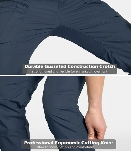 Vista 5 de CARWORNIC Pantalones tácticos ligeros para hombre, pantalones cargo militares, resistentes al agua, para senderismo, trabajo