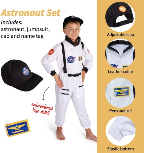 Vista 3 de Born Toys Juego de disfraz 3 en 1 para niños disfraz de pirata para niños disfraz de ninja y disfraz de astronauta para niños de 3 a 7 años con 14
