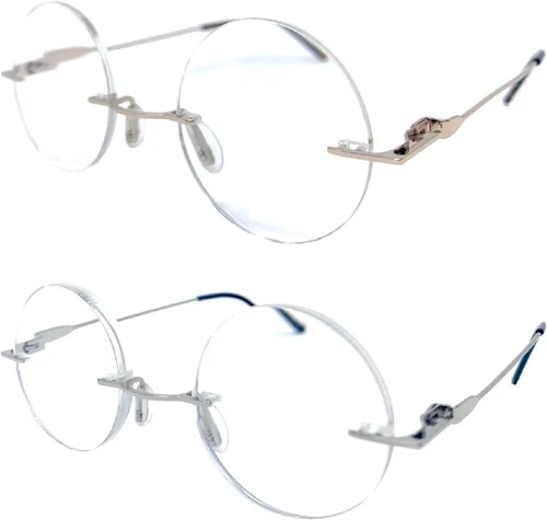 Vista 7 de The Steve, lentes de lectura sin montura totalmente redondos, lectores circulares unisex 2 Dorado