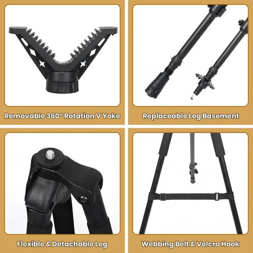 Vista 5 de Leader Accessories Altura ligera del trípode del palillo del tiroteo de la aleación de aluminio ajustable 20,08" a 65,35