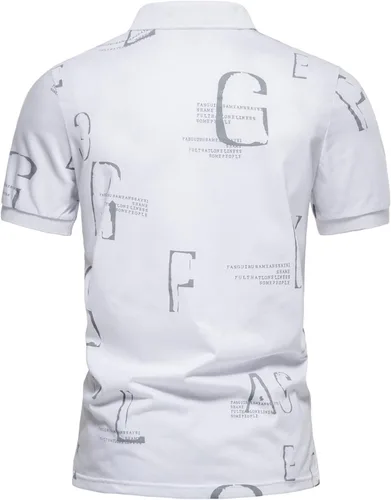 Vista 3 de Polo de golf para hombre con botones ajustado ajuste seco manga corta estilo Henley