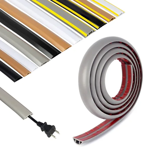 Vista 9 de Rubber Bond Protector de cable de piso - Cubiertas de cable autoadhesivas fuertes para cables - Cubiertas de cable de extensión de perfil bajo