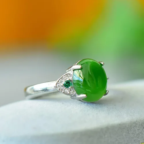 Vista 3 de Anillo de jaspe natural Joyas únicas de jaspe Boutique de moda para mujer
