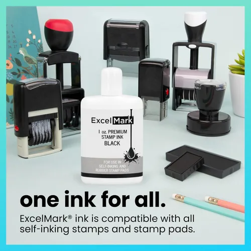 Vista 3 de ExcelMark Premium - Tinta de recambio para sellos autoentintados - 1 onza (Negro)