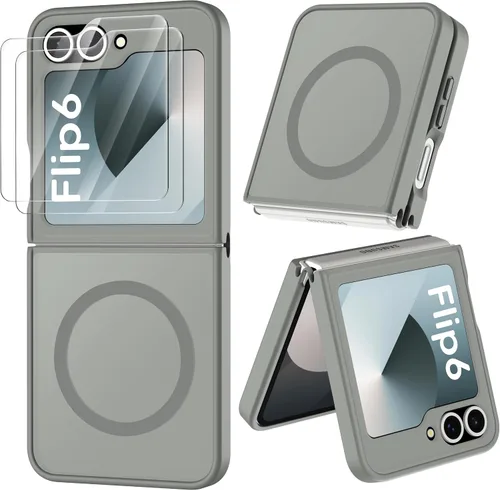 Vista 28 de ORETECH Magnético para Samsung Galaxy Z Flip 6 con 2 protectores de Negro