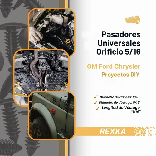 Vista 4 de Rexka 100 unids Fender Bumper Shield Fender Liner Push Pin Retener Clips 6030441 para Jeep Dodge Ram Chrysler 100PCS