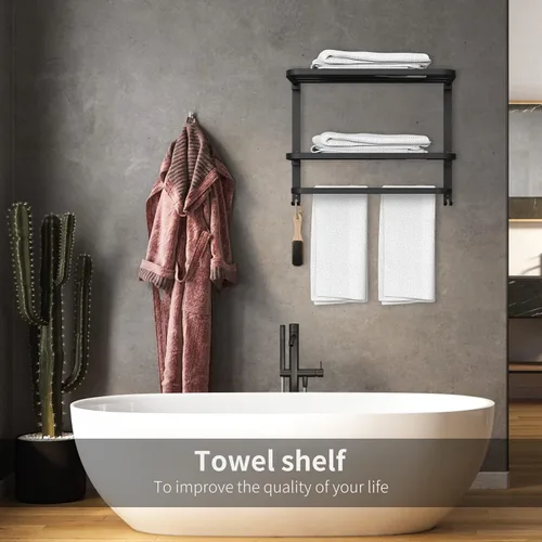 Vista 7 de CAXIMSY Toallero de 22.8 pulgadas para baño y lavabo, colgador de toallas con barras de toallas de montaje en pared, acero inoxidable 304, sin