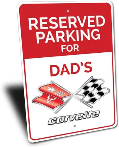 Vista 3 de Cartel de estacionamiento reservado para Chevy Corvette, letrero de automóvil, letrero de metal para garaje, 8 x 12 pulgadas