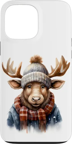Vista 24 de Cute Moose with Winter Hat & Scarf Case for iPhone 17