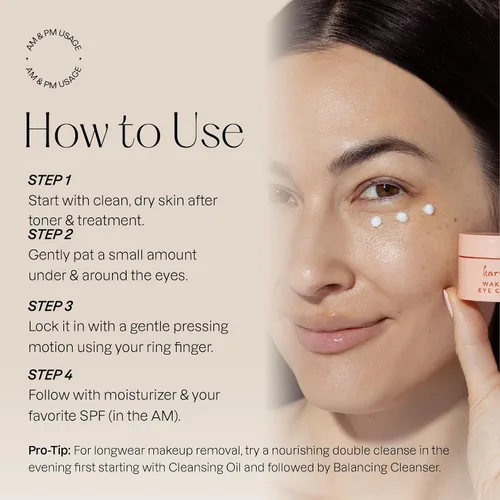 Vista 5 de Karuna - Crema de ojos Wake Up con cereza de café y tres péptidos, crema de ojos con cafeína, abrillantador debajo de los ojos, suero