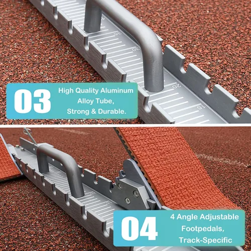 Vista 6 de 35in High-Level Starting Blocks Aircraft Grade Aluminum Running Track Blocks Waterproof and Rustproof Adjustable Pedals for Track and Field