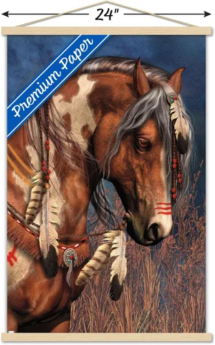 Vista 3 de Trends International Laurie Prindle - Póster de pared de poni de guerra, 22.37 x 34.00 pulgadas, paquete de impresión premium y colgador de madera